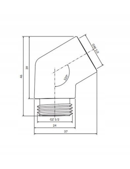 Omnires kolanko rączki prysznicowej miedź szczotkowana T87CPB
