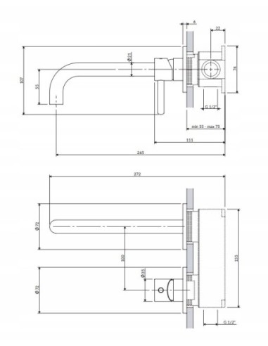 Bateria umywalkowa podtynkowa Omnires miedź szczotkowana Y1215HLROCPB
