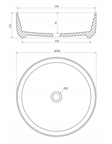 Omnires Tulsa umywalka 36 cm okrągła nablatowa biała TULSA355BP