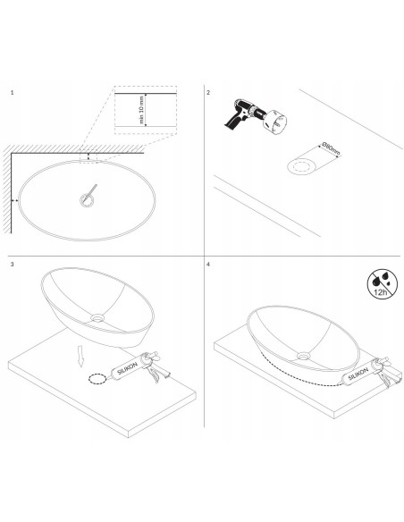 Omnires Tulsa umywalka 36 cm okrągła nablatowa biała TULSA355BP