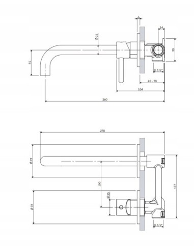 Bateria umywalkowa podtynkowa Omnires miedź połysk Y1215HLCP