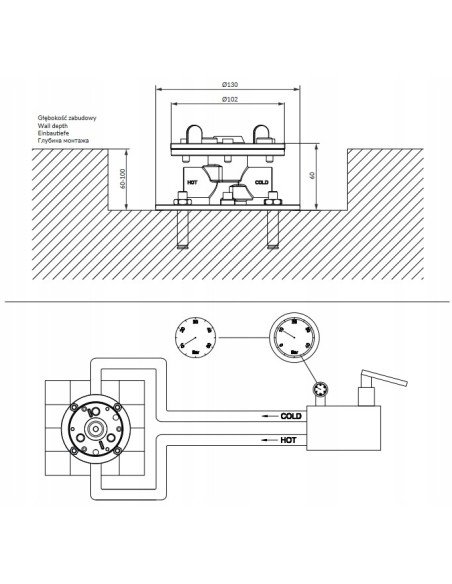 Bateria wannowa wolnostojąca Omnires mosiądz szczotkowany Y1233SBSB