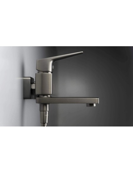 Bateria wannowa jednouchwytowa ścienna Deante Blur szary BQLD12M