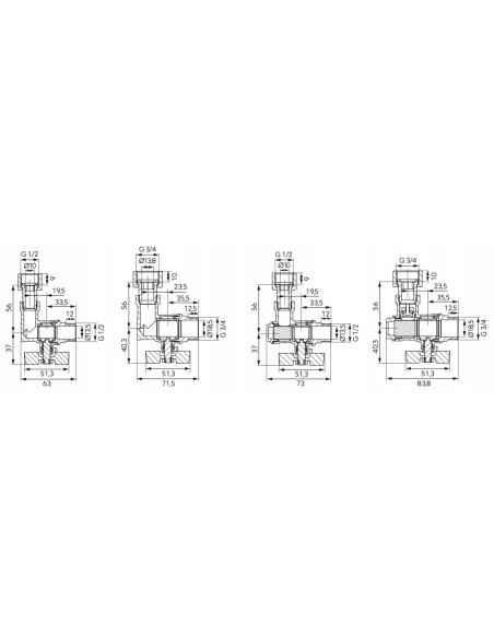 Zestaw zaworów kątowych pod kocioł 2-funkcyjny FERRO ZK2F1520