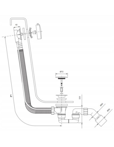 Omnires Syfon wannowy z przelewem i korkiem automatycznym TK104-PLUS-3.35+6