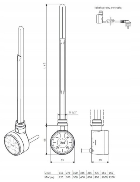 !RED TERMA GRZAŁKA RED MOA 400W CHROM WEA1G04TCROU