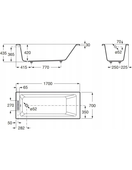 Wanna prostokątna 170x70 cm biała Roca Vythos A248550000