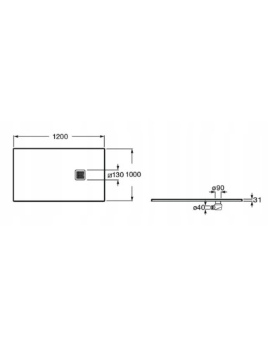 BRODZIK 120x100 PROSTOKĄTNY BIAŁY ROCA AP1014B03E801100