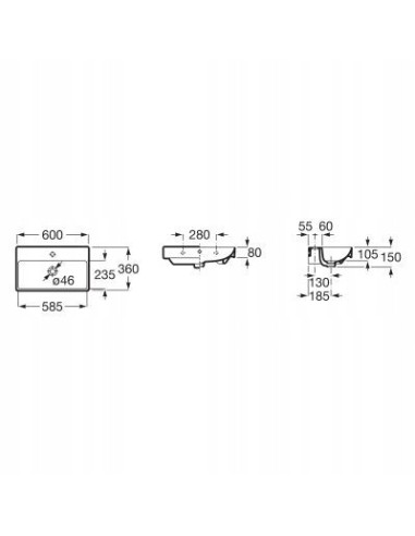 Umywalka Ścienna Roca Ona 60x36 biała A327684000