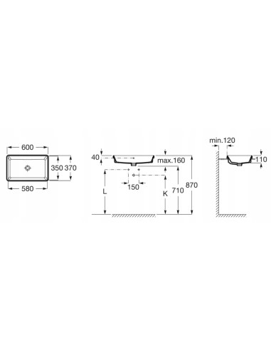 Umywalka Blatowa Roca Square 60X37 A3270Y8000