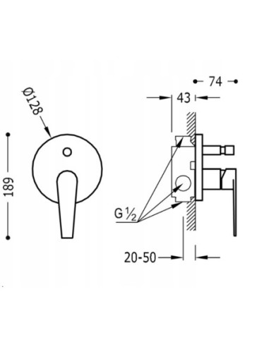 Bateria wannowo-prysznicowa jednouchwytowa nawannowa Tres CLASS 20518001