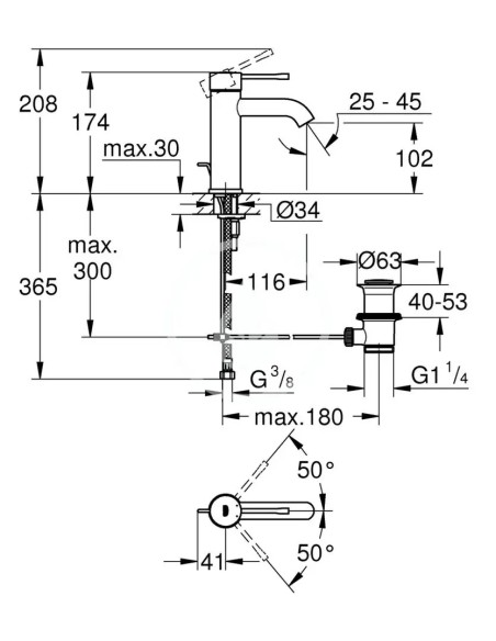 Bateria umywalkowa stojąca Grohe Essence złoty 23589GN1