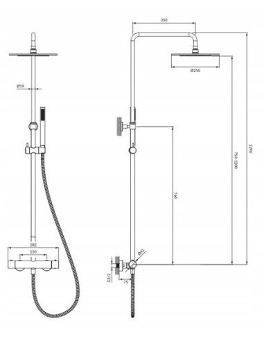 Termostatyczny system prysznicowy Omnires miedź szczotkowana Y1244SUCPB
