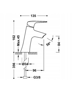 Bateria umywalkowa stojąca Tres FUJI chrom 28190301 2