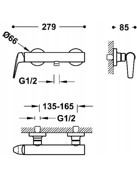 Bateria prysznicowa Tres Fuji różowe złoto mat 28116701OPM