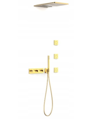 Zestaw prysznicowy podtynkowy Tres B-System złoty 30725405OR