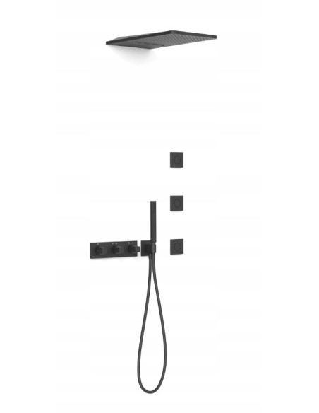 Zestaw prysznicowy podtynkowy Tres B-System czarny 30725405NM