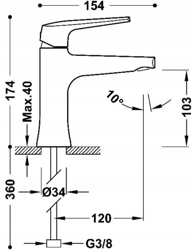 Bateria umywalkowa stojąca Tres Fuji różowe złoto matowe 28110301OPM