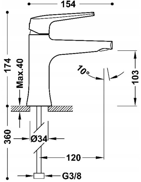 Bateria umywalkowa stojąca Tres Fuji różowe złoto matowe 28110301OPM