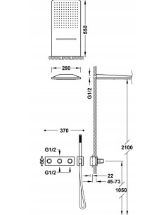 Zestaw prysznicowy podtynkowy Tres B-SYSTEM złoty 30725305OR 2