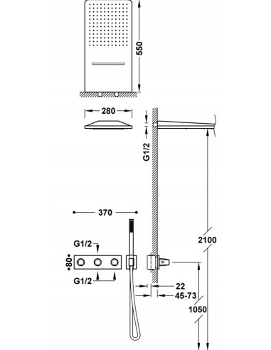 Zestaw prysznicowy podtynkowy Tres B-SYSTEM złoty 30725305OR