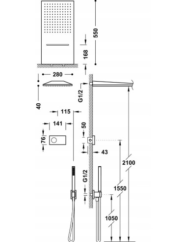 Zestaw prysznicowy podtynkowy Tres SHOWER TECHNOLOGY złoty mat 09286308OM