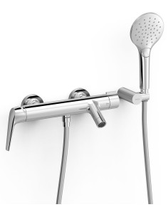Bateria wanno-prysznicowa jednouchwytowa ścienna Tres Fuji srebrny 28117001