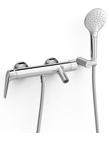 Bateria wanno-prysznicowa jednouchwytowa ścienna Tres Fuji srebrny 28117001