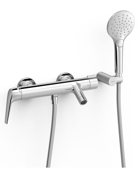 Bateria wanno-prysznicowa jednouchwytowa ścienna Tres Fuji srebrny 28117001
