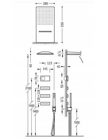 TRES Shower Technology Zestaw podtynkowy 09286408