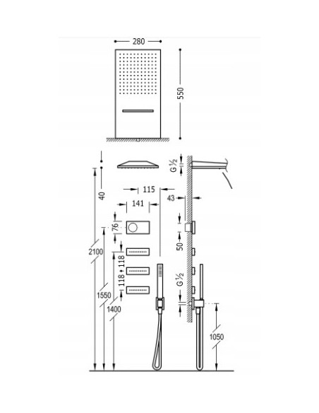 TRES Shower Technology Zestaw podtynkowy 09286408