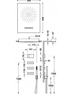 Zestaw elektronicznej bateri Shower technology prysznicowej Tres 09288404NM 2