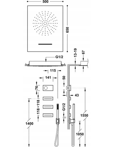 Zestaw prysznicowy podtynkowy Tres SHOWER TECHNOLOGY chrom 9286404