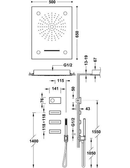 Zestaw prysznicowy podtynkowy Tres