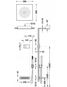 Zestaw prysznicowy podtynkowy Tres SHOWER TECHNOLOGY czarny 09288315NM 2