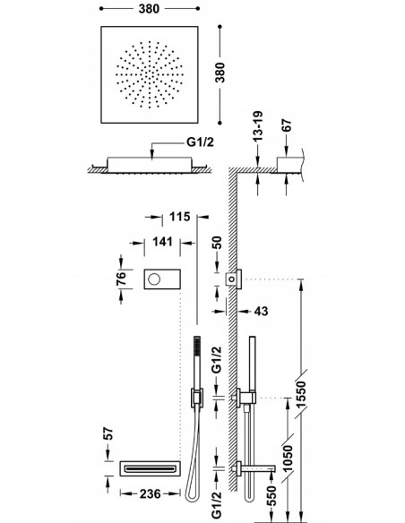 Zestaw prysznicowy podtynkowy Tres SHOWER TECHNOLOGY czarny 09288315NM