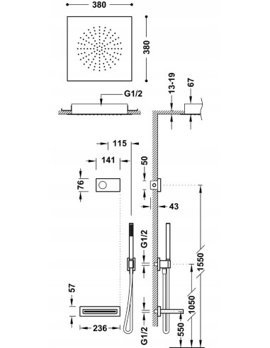 Zestaw prysznicowy podtynkowy Tres 9286315