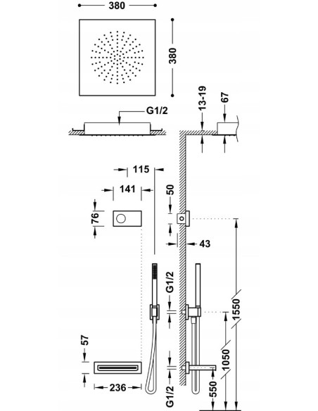 Zestaw prysznicowy podtynkowy Tres 9286315