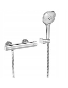 Bateria prysznicowa dwuuchwytowa ścienna Tres Canigo srebrny 21716409