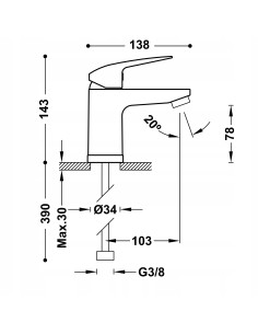 Bateria umywalkowa stojąca Tres BASE srebrny 21610303 2