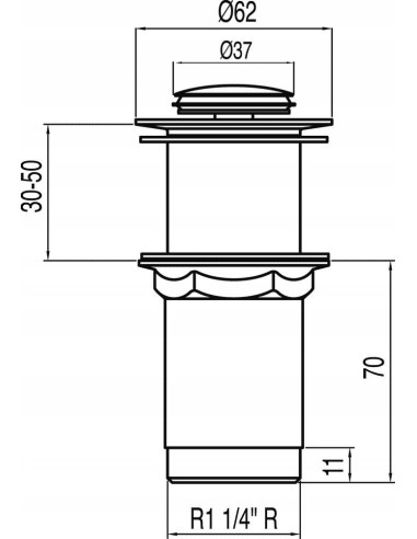 Korek bez przelewu klik-klak okrągły Tres srebrny 13454050