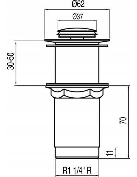 Korek bez przelewu klik-klak okrągły Tres srebrny 13454050