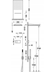 Zestaw prysznicowy podtynkowy Tres SHOWER TECHNOLOGY czarny 09288308NM 2