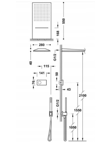 TRES Shower Technology Zestaw prysznicowy podtynkowy chrom 09286308
