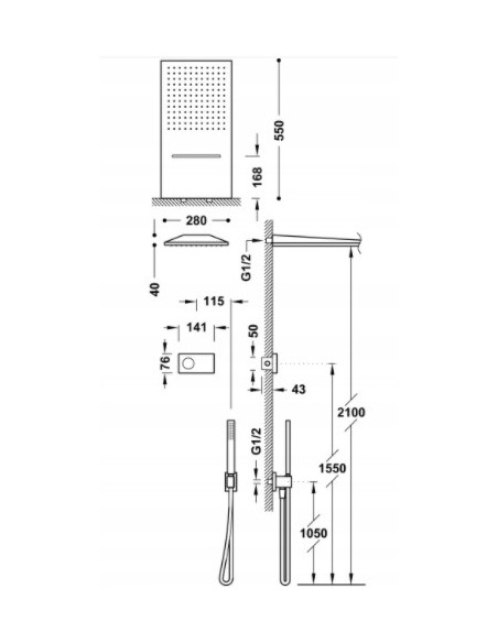 TRES Shower Technology Zestaw prysznicowy podtynkowy chrom 09286308