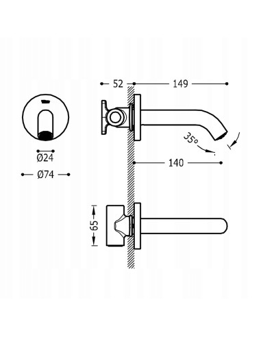 Wylewka wannowa Tres 1/2 cala L stal 26218004AC