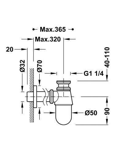 Półsyfon umywalkowy TRES butelkowy mosiądz antyczny matowy 03463430LM