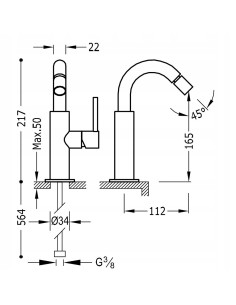 Bateria bidetowa Tres Study srebrny 26222402 2