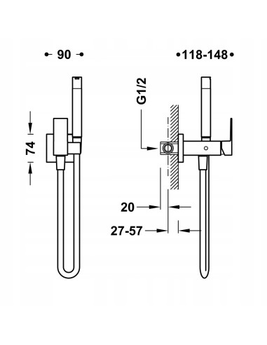 Bateria bidetowa Tres CUADRO EXCLUSIVE czarny 00612301NM