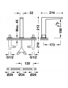 Bateria umywalkowa stojąca Tres Slim biały 20210501BM 2